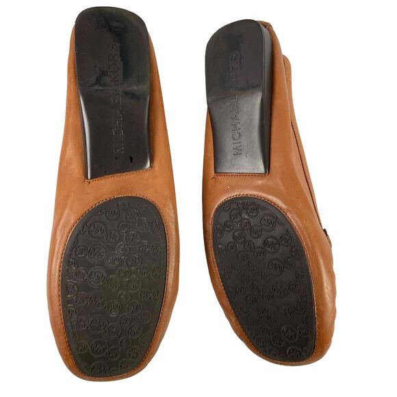 MICHAEL Michael Kors Womens Size 11M Tan Leather Loafers Gold Tone Buckle Shoes - Picture 8 of 9